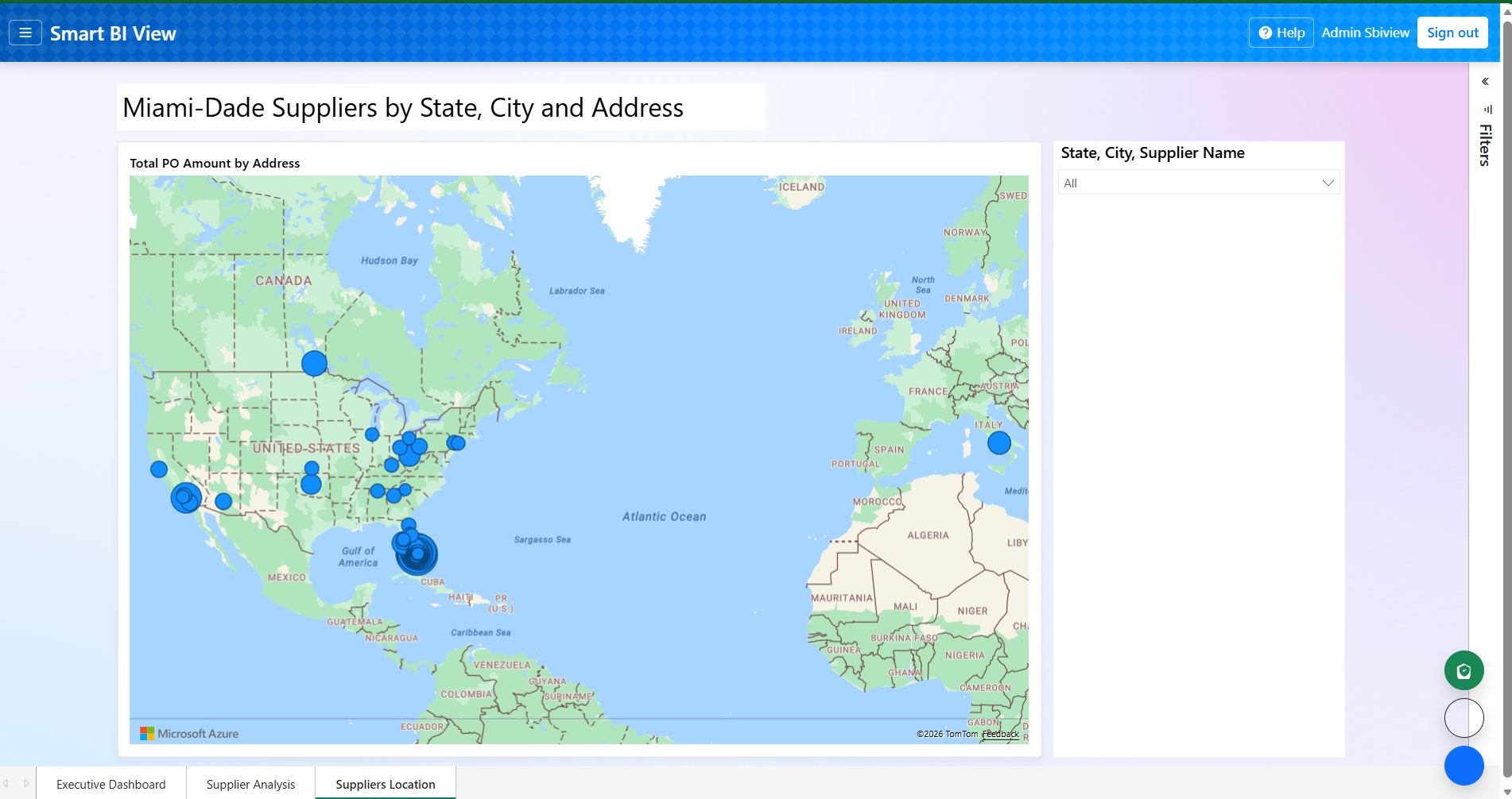 Miami Dade Suppliers Locations Dashboard
